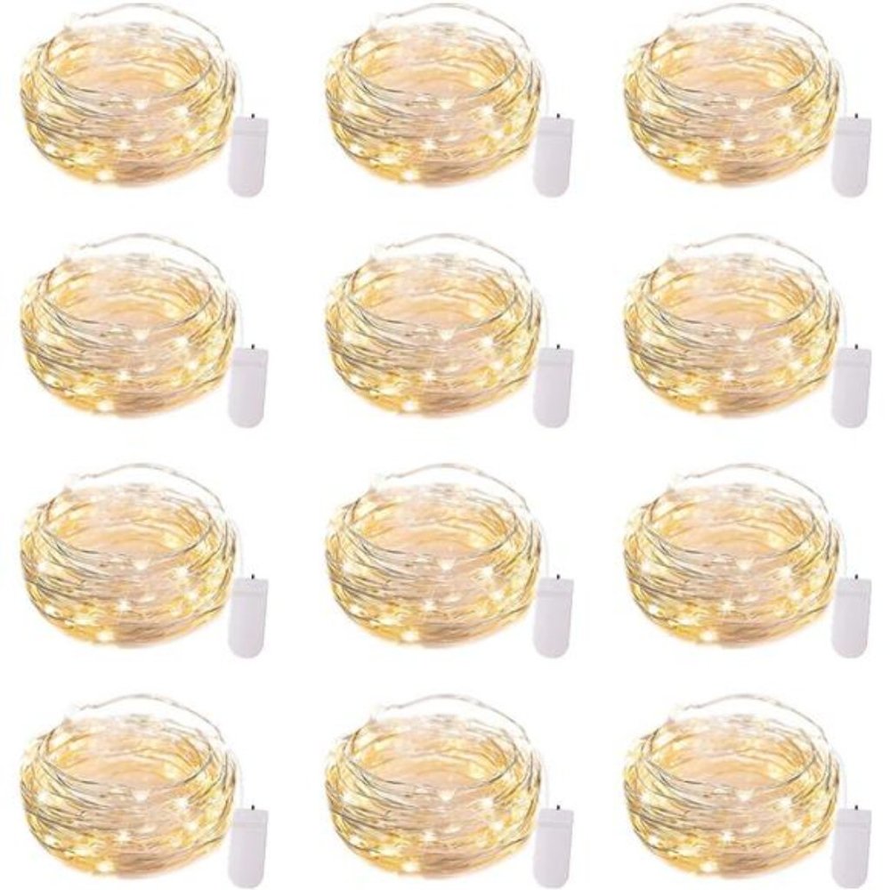 12 Pack Led Fairy Lights Battery Operated String Waterproof Silver Wire 7 Feet
